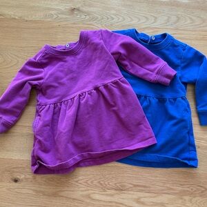 Bundle of Primary Kids Sweatshirt  Dresses - Purple and Blue